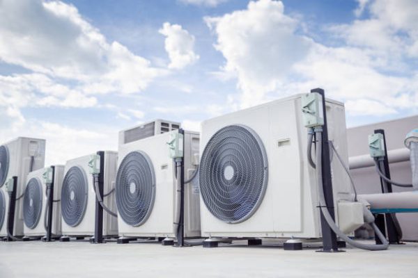 Air conditioning outdoor unit compressor install outside the building.